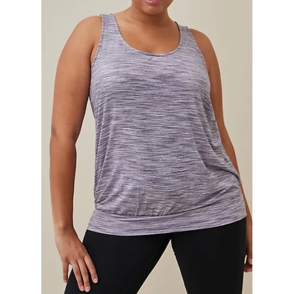 Torrid Womens Size 2 2X 18/20 Active Tank Space Dye Purple Scoopneck Activewear - Picture 8 of 9